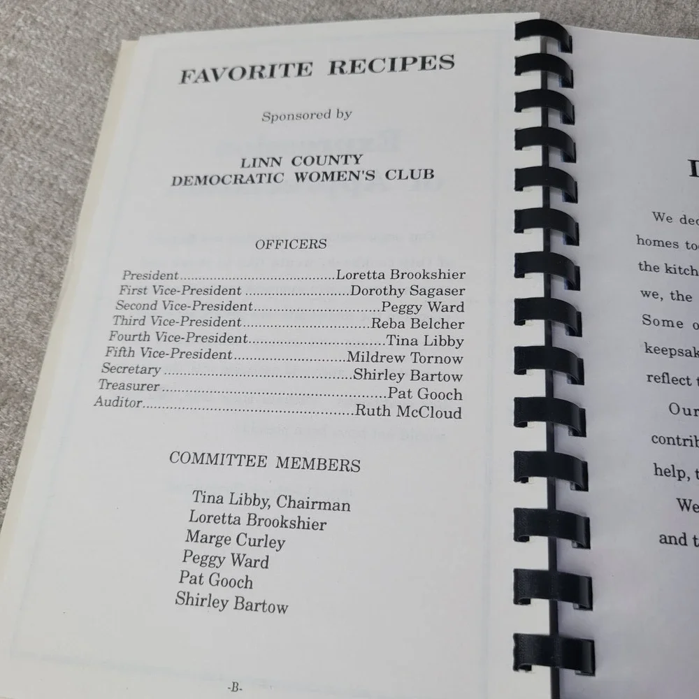 Linn County Democratic Women's Club Democrat Favorites Cookbook Missouri Vintage